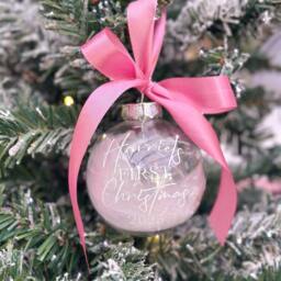 Personalized Baby's First Christmas Bauble 2023 Ornament With Ribbon - thumbnail 1