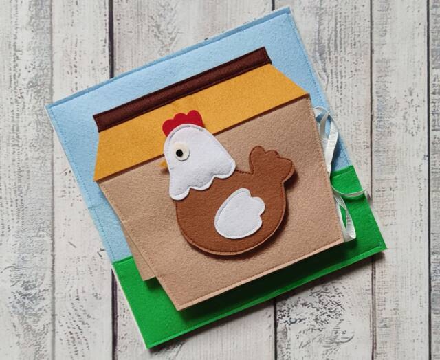Felt Farm Busy Book Page Montessori Sensory Toy - 1-4 Year - image 1