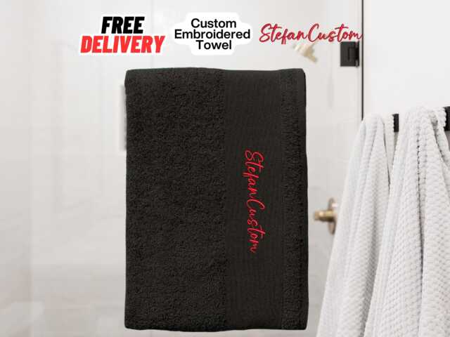 Personalised Embroidered Towel UK 550Gsm Ringspun Cotton Custom Logo Or Name - image 1