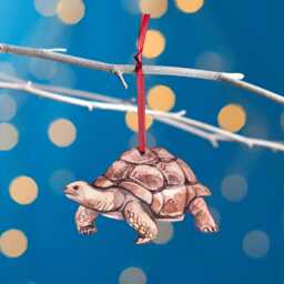 Giant Tortoise Christmas Tree Decoration, Birch Plywood Ornament, Animal Lover Gift, Festive Watercolour Art, Traditional Keepsake