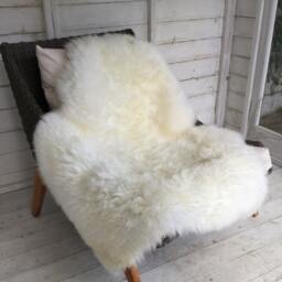 Ivory White Sheepskin Rug, Natural Wool Bed Throw, Chair Cover - thumbnail 3