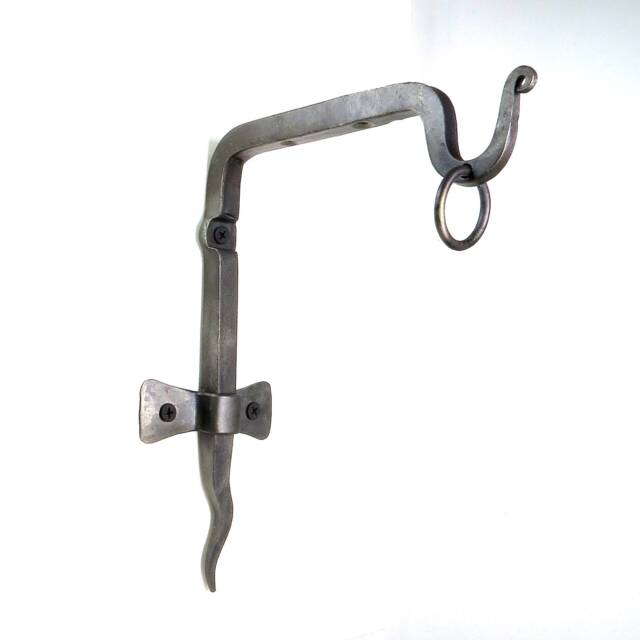 Shelf Bracket + Ring Blacksmith Hand Forged Wrought Iron Curtain Rod Rail Holder Mobile Pot Lamp Wall Metal Hook Lantern Hanger Rustic Decor - image 1