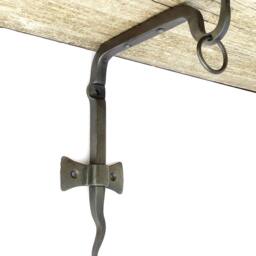 Shelf Bracket + Ring Blacksmith Hand Forged Wrought Iron Curtain Rod Rail Holder Mobile Pot Lamp Wall Metal Hook Lantern Hanger Rustic Decor - thumbnail 2