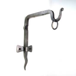 Shelf Bracket + Ring Blacksmith Hand Forged Wrought Iron Curtain Rod Rail Holder Mobile Pot Lamp Wall Metal Hook Lantern Hanger Rustic Decor - thumbnail 1