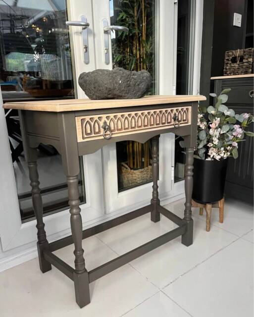 Console Hall Table, Solid Hardwood, Entryway Storage Unit, Sideboard, Wicker Baskets, Traditional Design, Hand Painted Fusion Mineral Paint - image 1