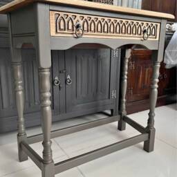 Console Hall Table, Solid Hardwood, Entryway Storage Unit, Sideboard, Wicker Baskets, Traditional Design, Hand Painted Fusion Mineral Paint - thumbnail 2