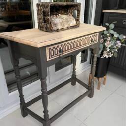Console Hall Table, Solid Hardwood, Entryway Storage Unit, Sideboard, Wicker Baskets, Traditional Design, Hand Painted Fusion Mineral Paint - thumbnail 3