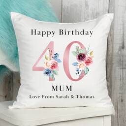 Personalised 40Th Birthday Cushion Pillow - Custom Message Gifts & Unique Present Ideas For Mum, Daughter, Sister Or Friend - thumbnail 1