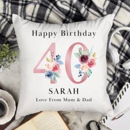 Personalised 40Th Birthday Cushion Pillow - Custom Message Gifts & Unique Present Ideas For Mum, Daughter, Sister Or Friend - thumbnail 2