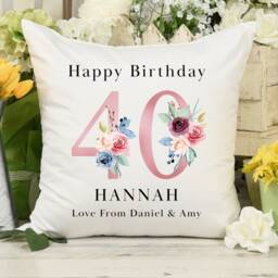 Personalised 40Th Birthday Cushion Pillow - Custom Message Gifts & Unique Present Ideas For Mum, Daughter, Sister Or Friend - thumbnail 3