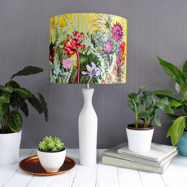 Tropical Sunshine Lampshade, Ceiling Or Pendant Many Sizes Available, Light Shade For Table Lamp, Yellow & Pink Lampshade - image 1