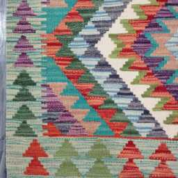Multicolour Rug, Handmade Artisan Afghan Turkish Scandinavian Navajo Bohemian Flatweave Wool Kilim 159x100 cm - thumbnail 4