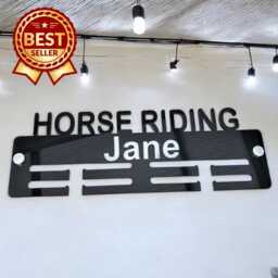 Horse Riding Medal Hanger - Gloss Colours, Custom Name & Colour