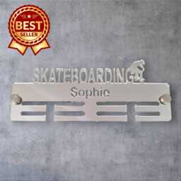 Skateboarding Medal Hanger - Mirror Colours, Custom Name & Colour