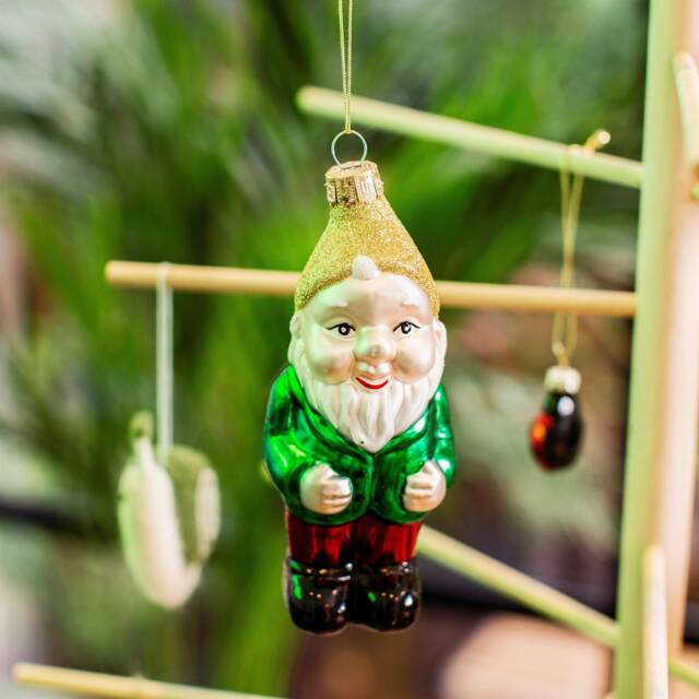 Garden Gnome Glass Christmas Tree Decoration - Festive Winter Green Fingers Gardening Nature Earth Planting Plant Wellies Grow Gift - image 1