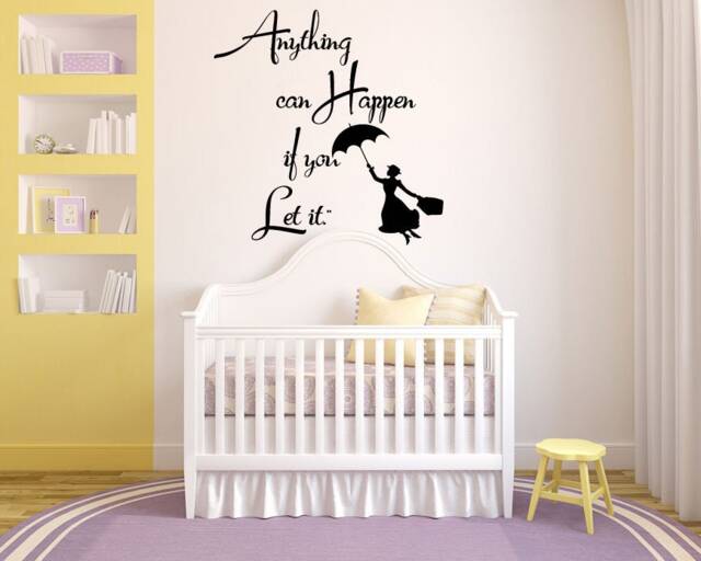 Mary Poppins Quote Wall Decal Nursery Cartoon Art 32Mp - image 1