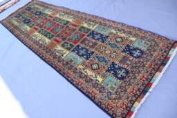 3x10 Ft Runner Rug, Top Quality Afghan Veg Dyes Hand Knotted Wool Navy Blue Green Beige Red, Floral Oriental Hallway - thumbnail 1