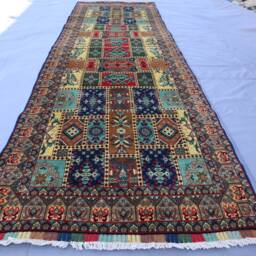 3x10 Ft Runner Rug, Top Quality Afghan Veg Dyes Hand Knotted Wool Navy Blue Green Beige Red, Floral Oriental Hallway - thumbnail 2