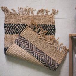 "Handmade Jute Hemp Rug Small Indian Dhurrie Mat - 1'4"" X 2'3" - thumbnail 3