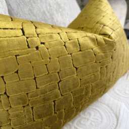 "Mustard Velvet Cushion Cover -Textured Sofa Pillow Case, Modern Living Room Decor, Designer Throw Lumbar Sham UK , 12"" X 20" - thumbnail 4