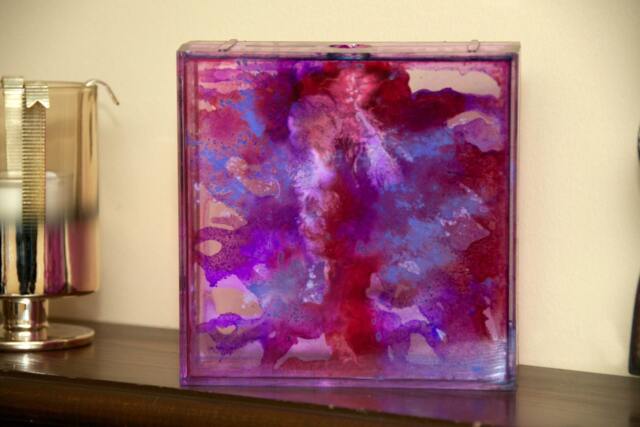 Found Object Plastic Box & Alcohol Ink Wall Art