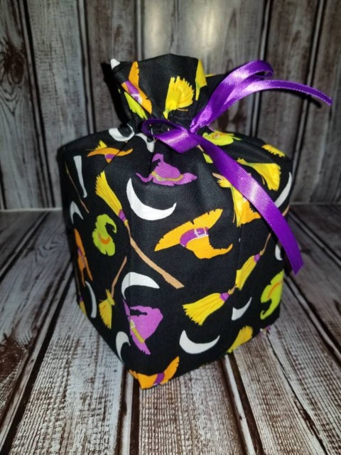 Homemade Halloween Witch Hat & Broom Design Fabric Tissue Box Cover