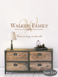 Family Name Monogram Forever For Always No Matter What-Vinyl Wall Decal - Custom Name - Entryway-Wall Decor - Modern Love - thumbnail 1