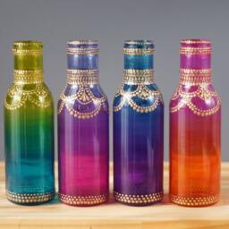 Hand Painted Henna Glass Vase Set - Bohemian Decor, Bud Vases - thumbnail 3