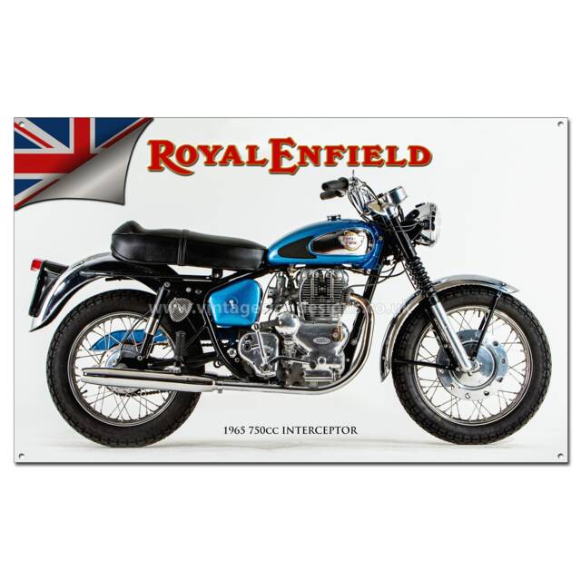 "Royal Enfield Interceptor Motorcycle Art Metal Sign Size 12""x19.5"