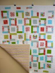 "Handmade Twin Size Quilt Colorful Cotton Bed Throw - 66"" X 75" - thumbnail 1