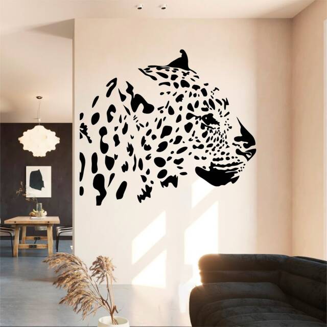 Wild Cat Head Vinyl Wall Art, Decal, Sticker, Transfer, Mural, Removable, Decor, Rent Friendly, Interior, Exterior, Full - 0587 - image 1