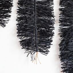 Black Raffia Leaf Wall Hanging - Minimalist Wabi Sabi Style Decoration - thumbnail 3