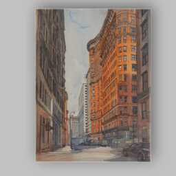 Historic New York Flatiron Building City Street Watercolour Canvas Wall Art Print Decor Picture Ready To Hang - thumbnail 1