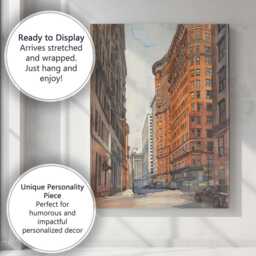 Historic New York Flatiron Building City Street Watercolour Canvas Wall Art Print Decor Picture Ready To Hang - thumbnail 3