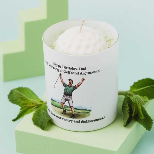 Personalised Golf Ball Soy Wax Candle - Outdoor Scent - Lovers Unique Gift For Dad, Him 16Th Wedding Anniversary Gift Idea Him - image 1