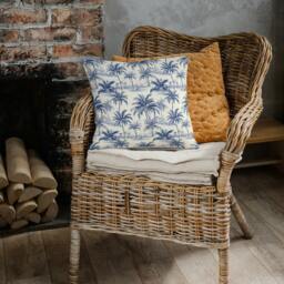 Outdoor Pillows - Weatherproof Garden Cushions St Barths Palm Trees Blue & Cream Decorative Waterproof Home - thumbnail 2
