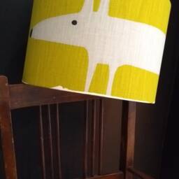 Handmade Drum Lampshade in Scion Mr Fox Kiwi Green. Table Lampshade, Ceiling Pendant - thumbnail 2