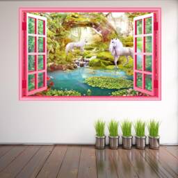 Unicorn Fairy Forest Fantasy Wall Decal Sticker Mural Poster Print Art Kids Girls Bedroom Decor Az42 - thumbnail 3