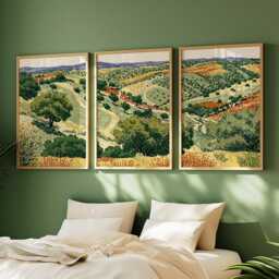 Green Rolling Hills Poster Set, Countryside Wall Art, Landscape Prints - thumbnail 2