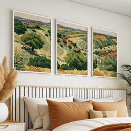 Green Rolling Hills Poster Set, Countryside Wall Art, Landscape Prints - thumbnail 3