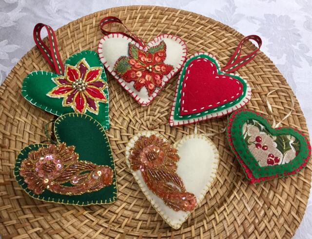 Felt Christmas Ornaments Felt Decoration Green White Red Poinsettia One Ornament Heart Holiday Accessory D??cor
