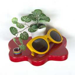 Aesthetic Shelf - Red Shelf, Maximalist Decor, Plant Blob Wall Powder Coated - thumbnail 3