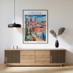 Chester Travel Print, Wall Art, Home D??cor, Gift, Art Lovers England, Vintage Print - thumbnail 3