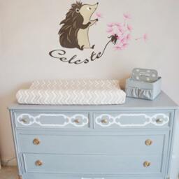 Nursery Wall Name Decal Hedgehog & Blowball Decor Vinyl Sticker With Custom Kids Room -Ai004 - thumbnail 2