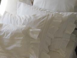 Bobbin Lace Pillowcases, Ruffle Trimmed Cotton, Shabby Chic - Set Of 2