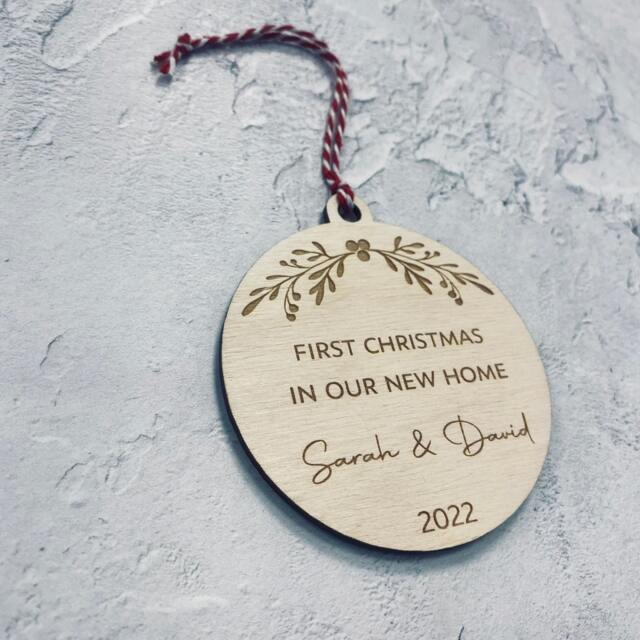 Personalised First Christmas in New Home Ornament - Wooden Keepsake - image 1