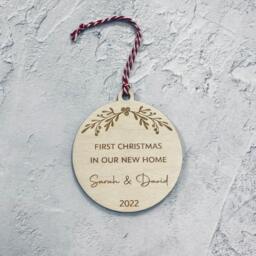 Personalised First Christmas in New Home Ornament - Wooden Keepsake - thumbnail 2