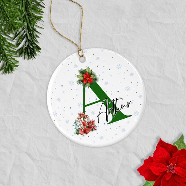 Personalised Ceramic Tree Ornament For Christmas With Name, Keepsake Gift, Bauble Hanging Decoration - image 1