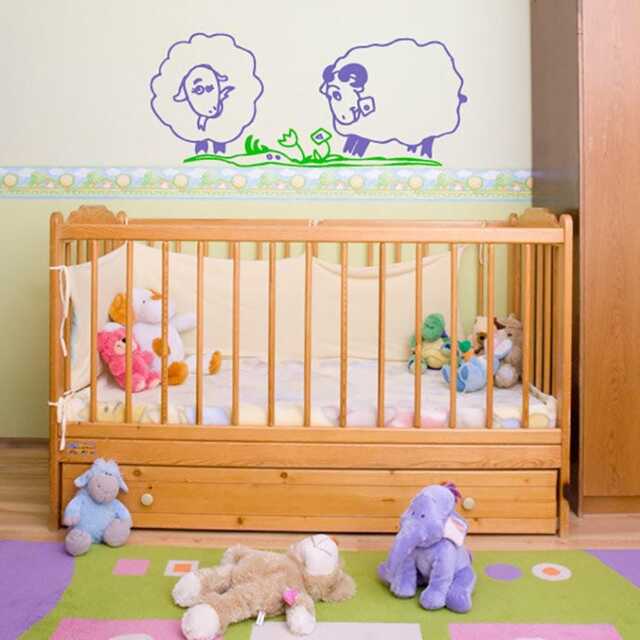 Kids Wall Decal Sheep On A Meadow, Free Delivery To Uk, Hand Drawn Sticker, Vinyl Wall Sticker, Sheep Sticker, Children's Room Sticker - image 1
