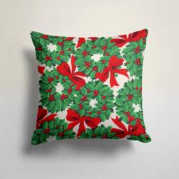 Flower Wreath Pillow Cover/Christmas Red Cushion Cover/Bell Christmas Case/Christmas Cushions Decor/Christmas Gift For Her - thumbnail 2